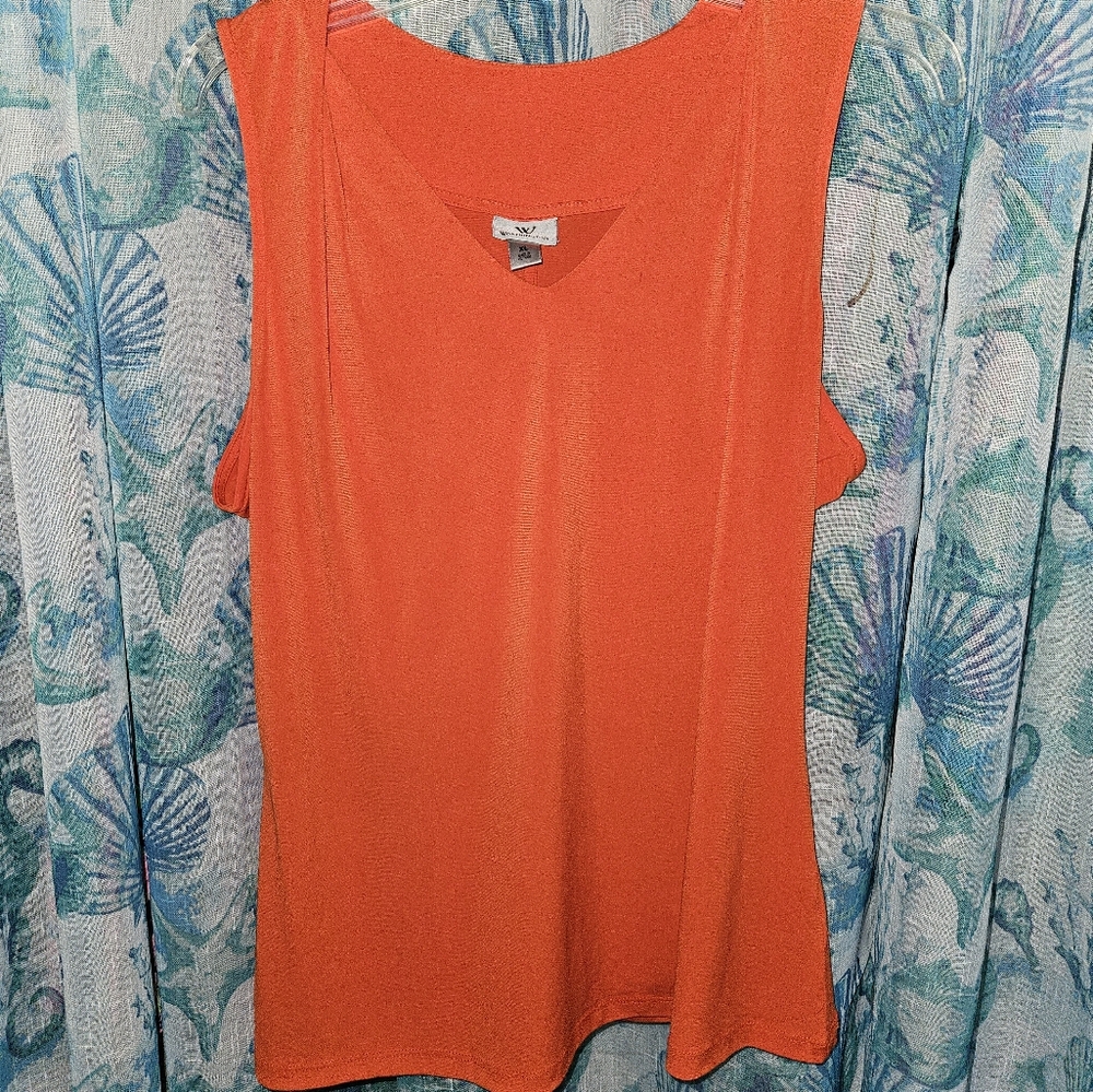 Bright orange silky top